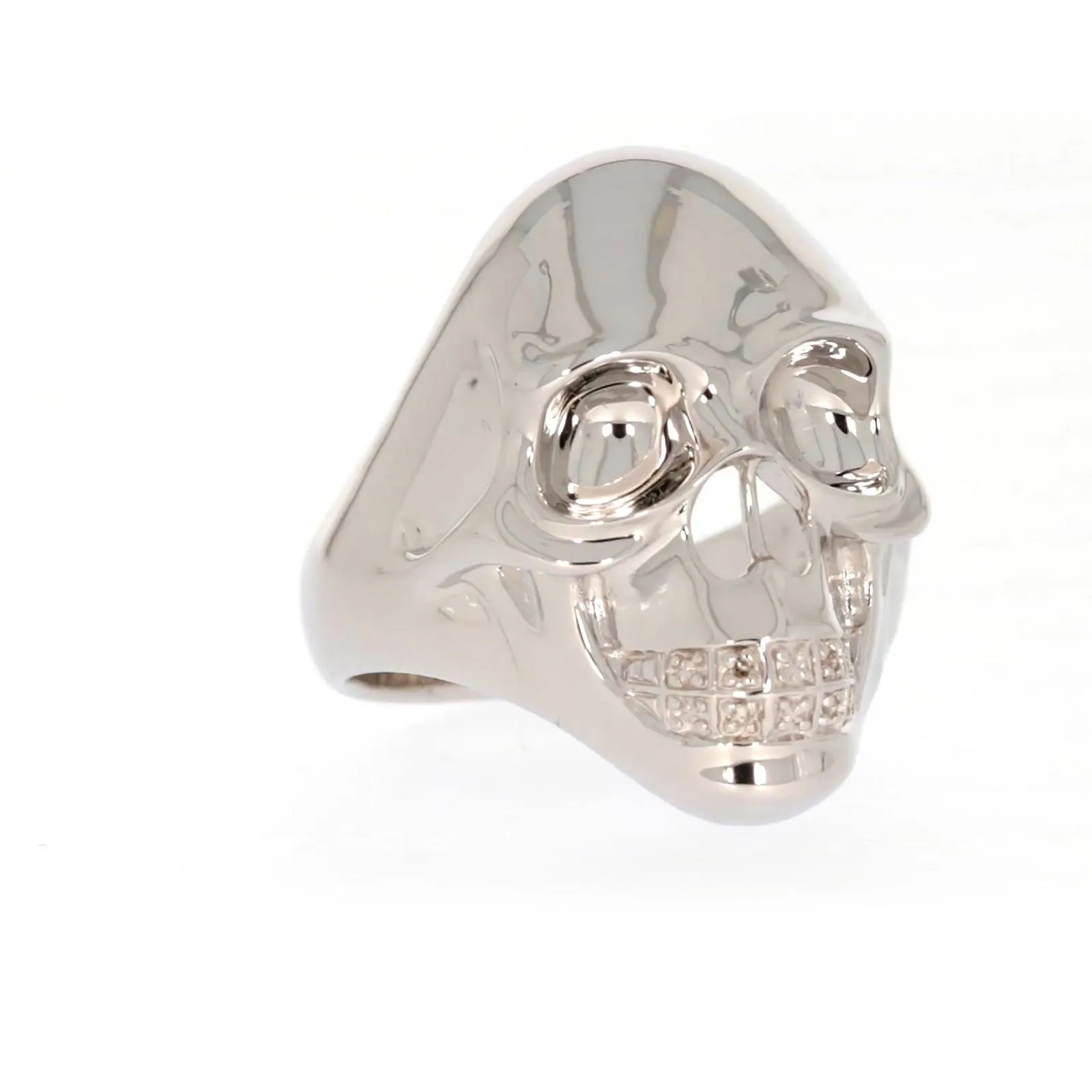 Sterling Silver Diamond Set Skull Mens Ring