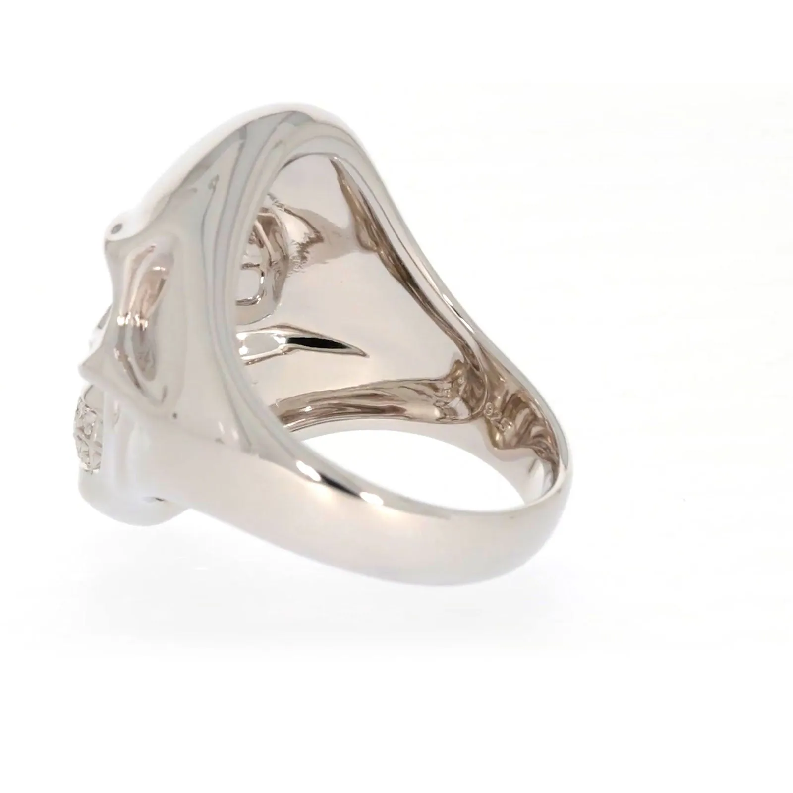 Sterling Silver Diamond Set Skull Mens Ring