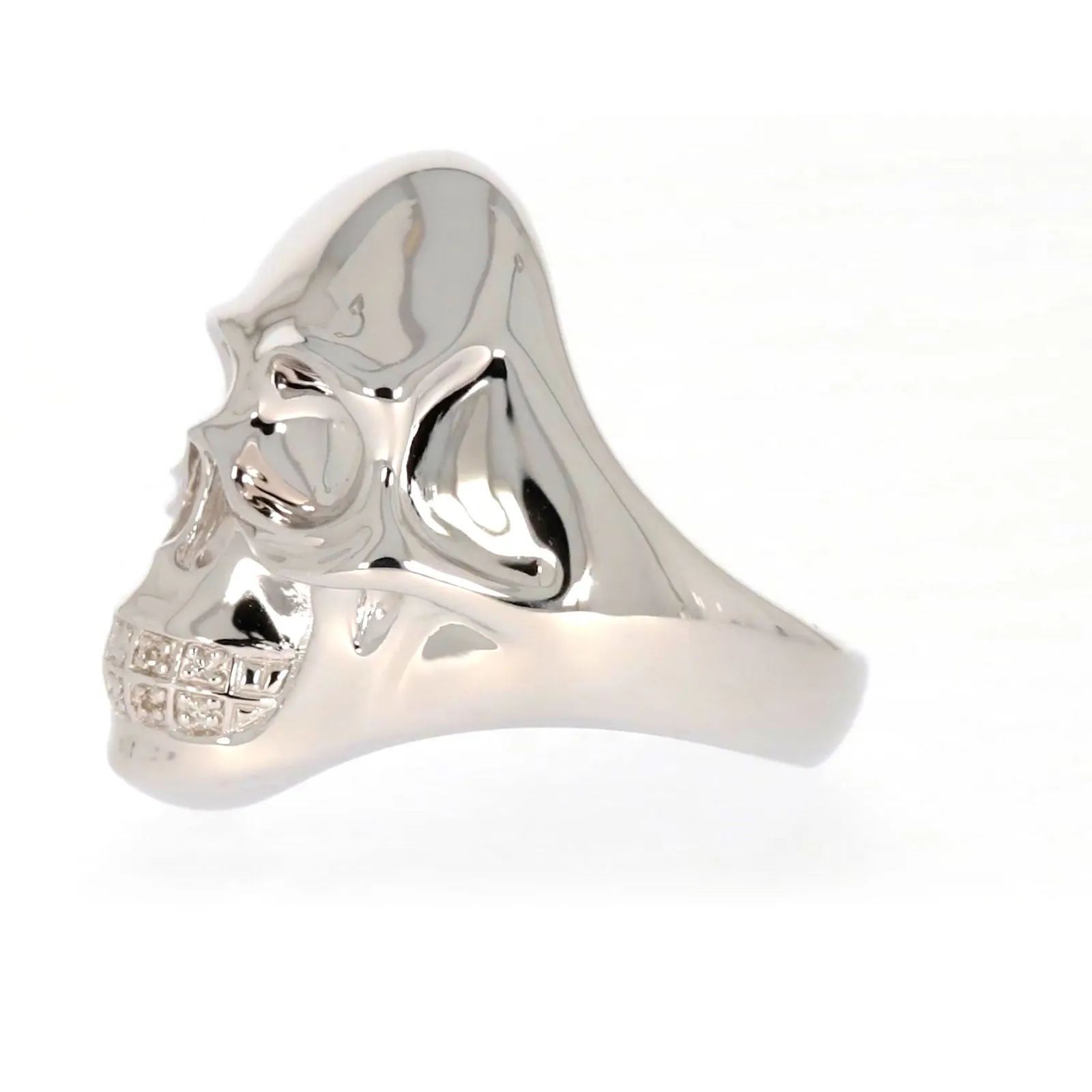 Sterling Silver Diamond Set Skull Mens Ring