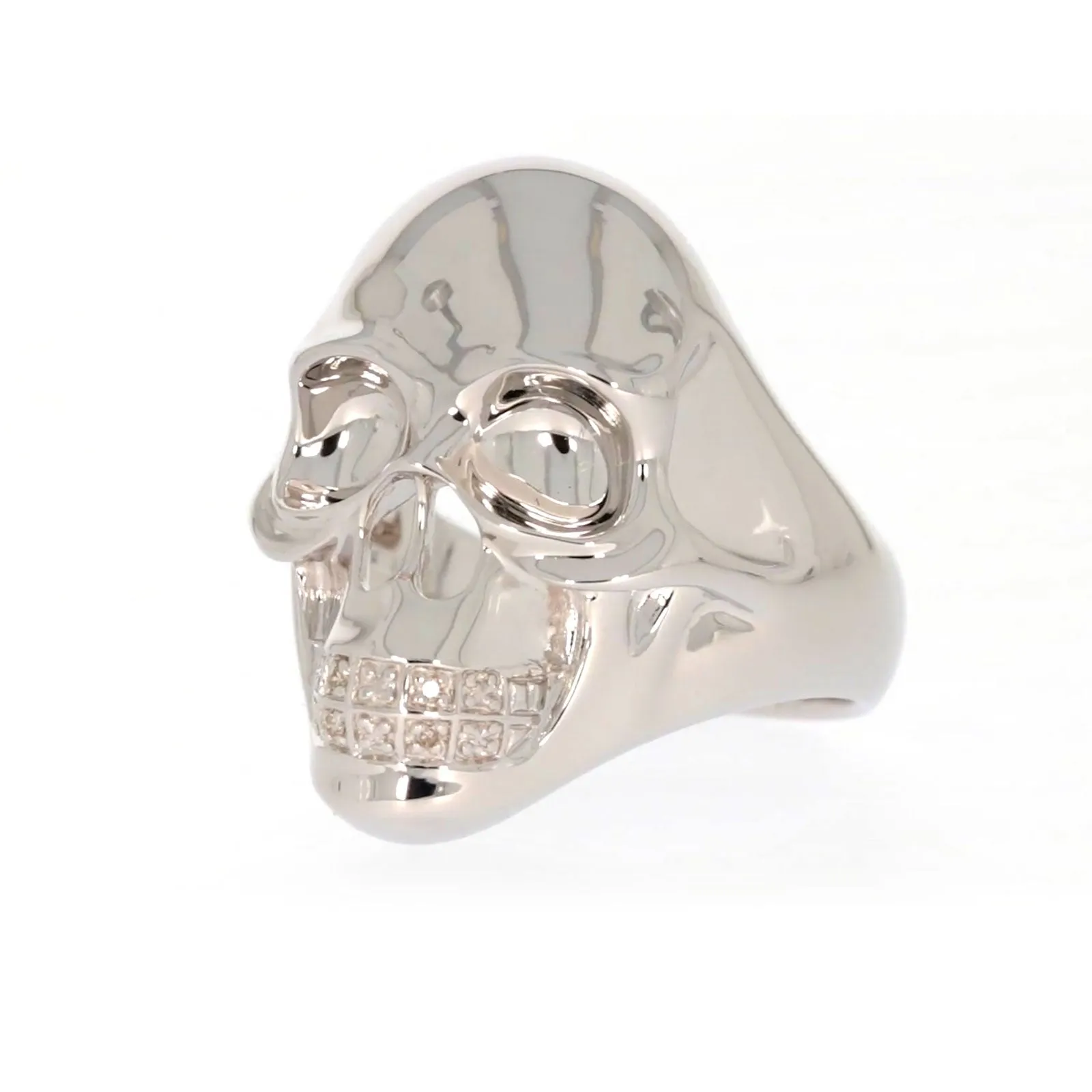 Sterling Silver Diamond Set Skull Mens Ring