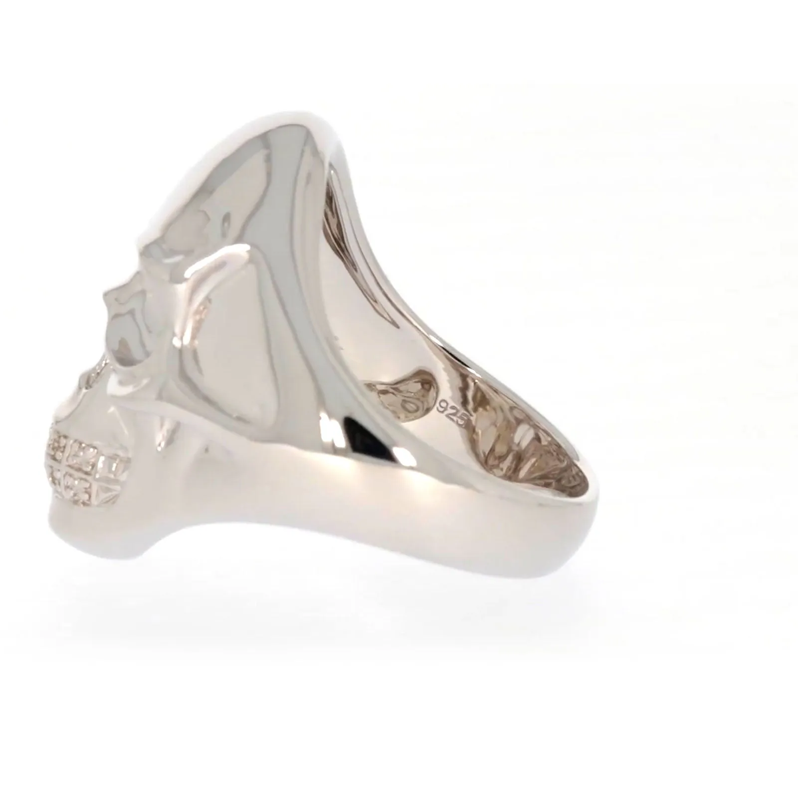 Sterling Silver Diamond Set Skull Mens Ring