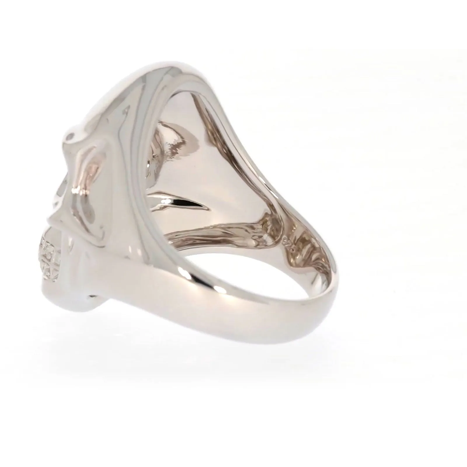 Sterling Silver Diamond Set Skull Mens Ring