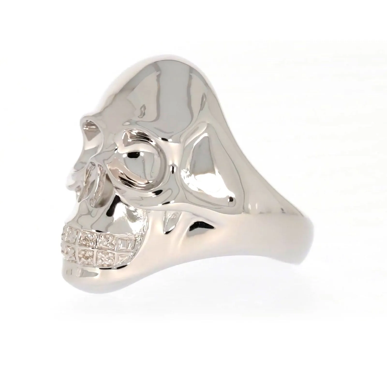 Sterling Silver Diamond Set Skull Mens Ring