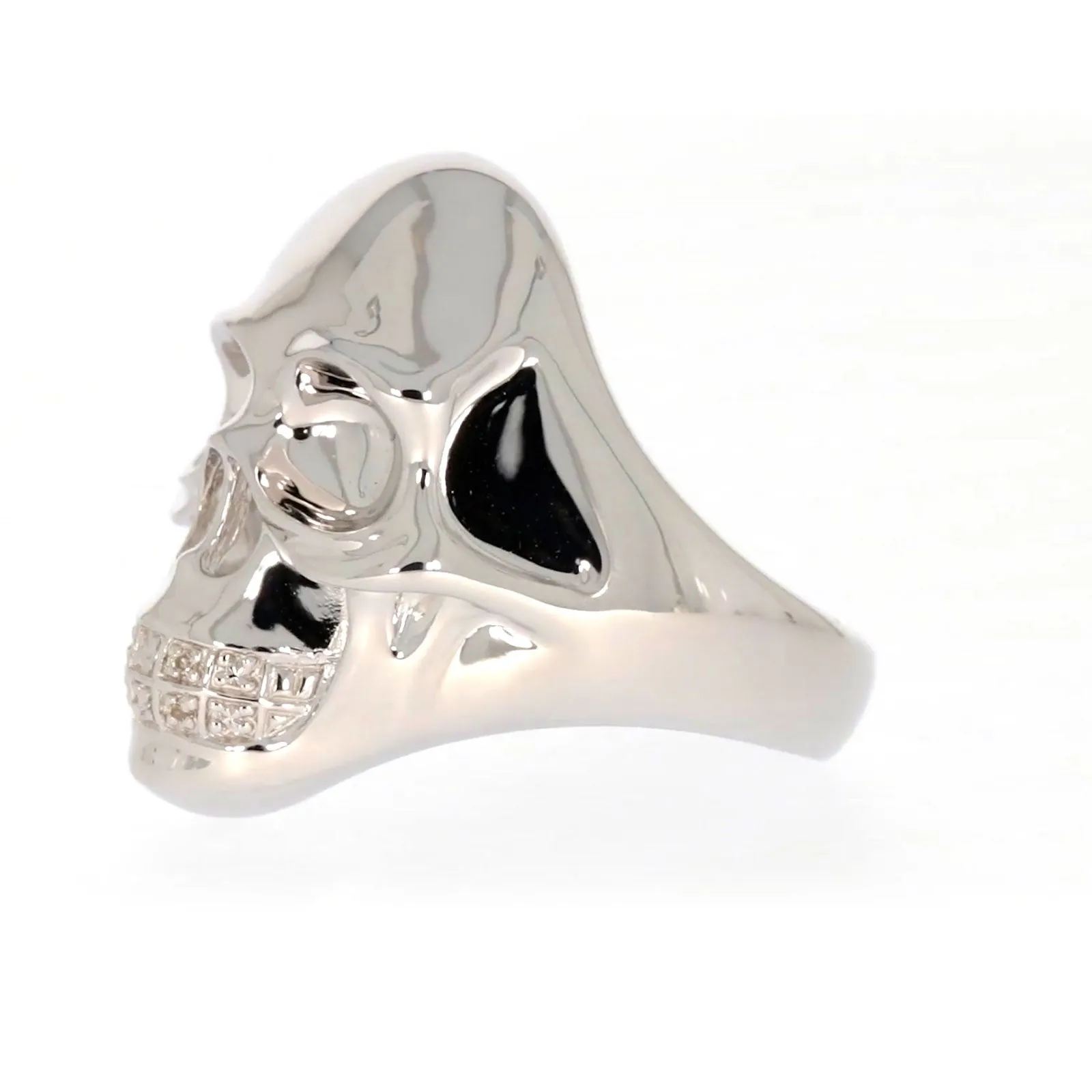 Sterling Silver Diamond Set Skull Mens Ring