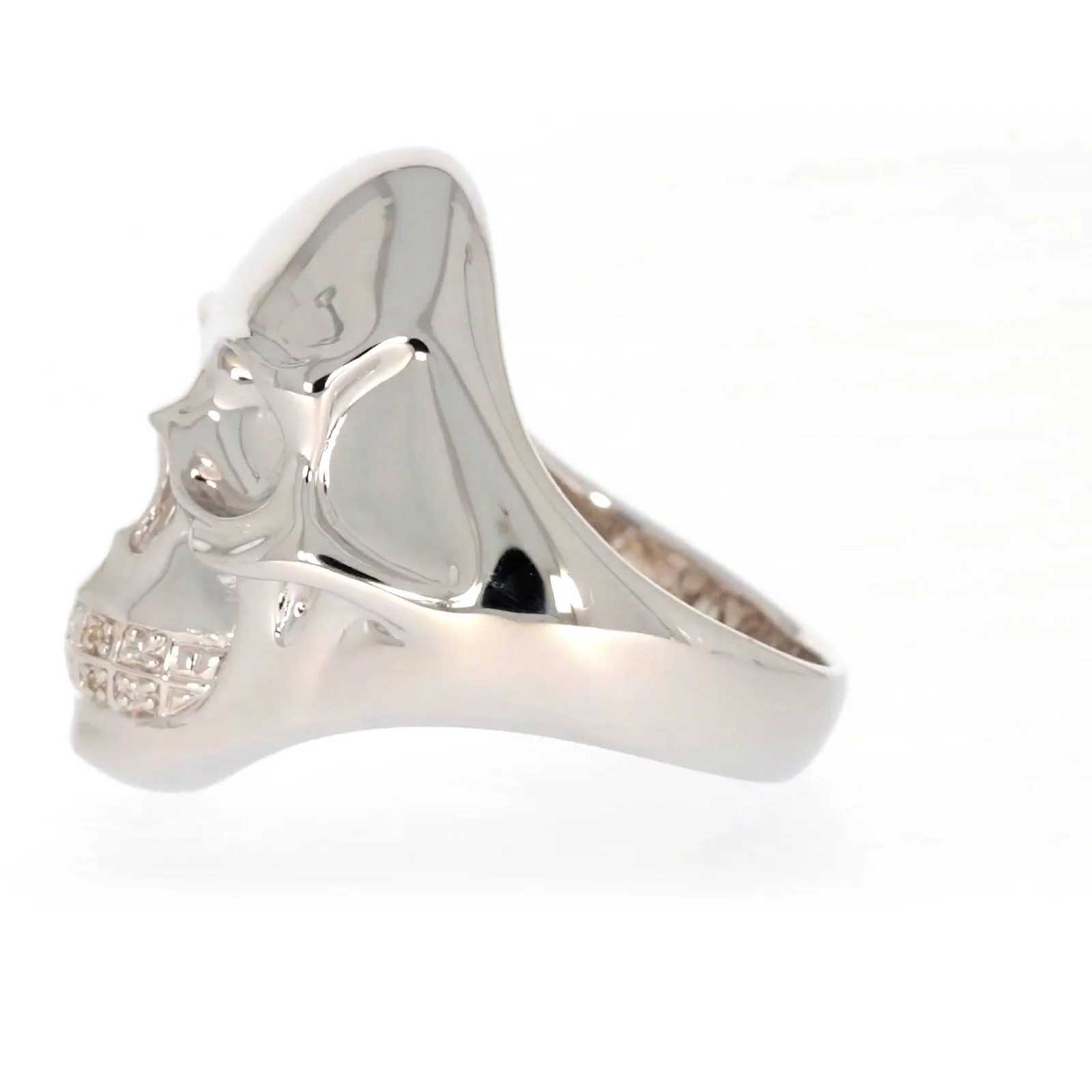 Sterling Silver Diamond Set Skull Mens Ring