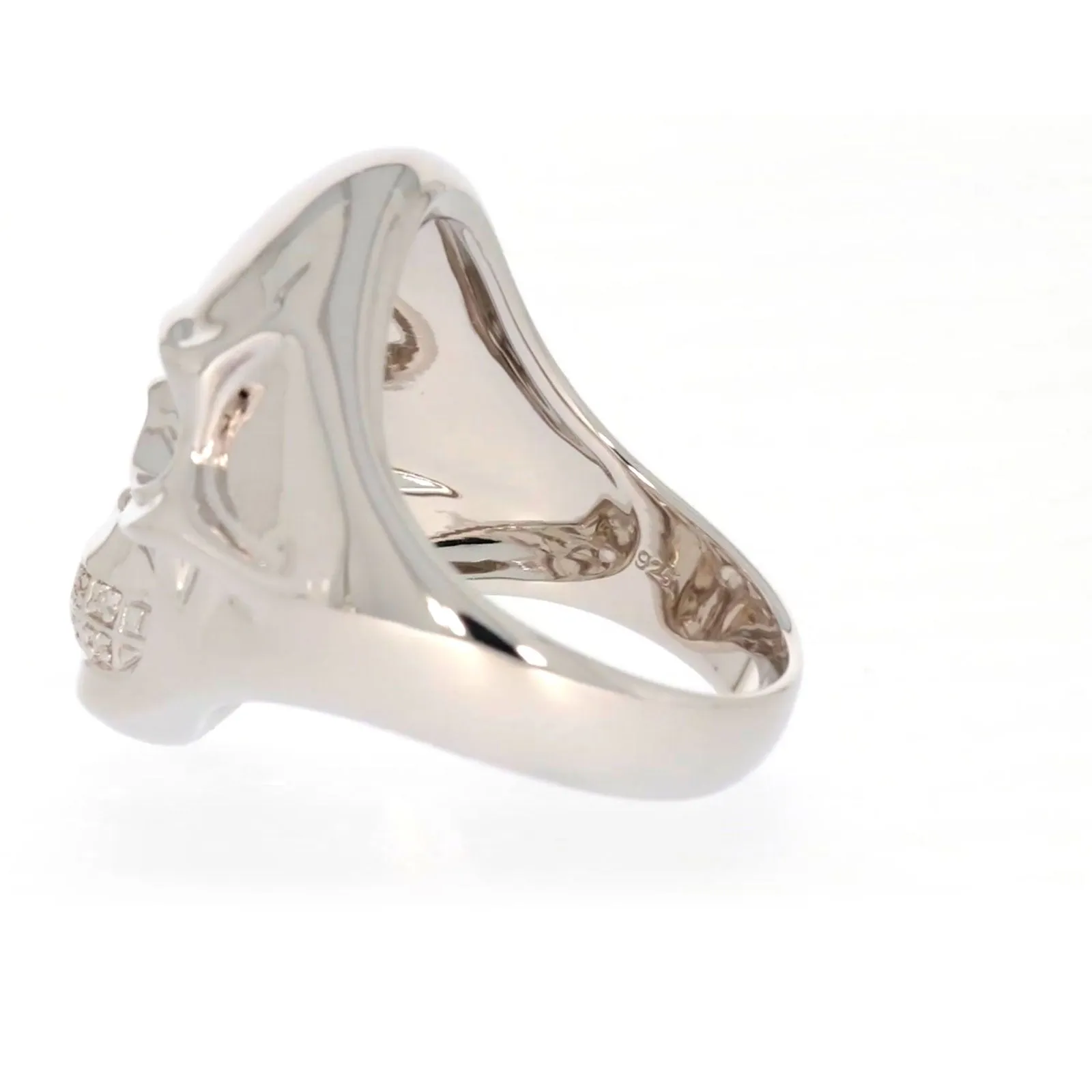 Sterling Silver Diamond Set Skull Mens Ring