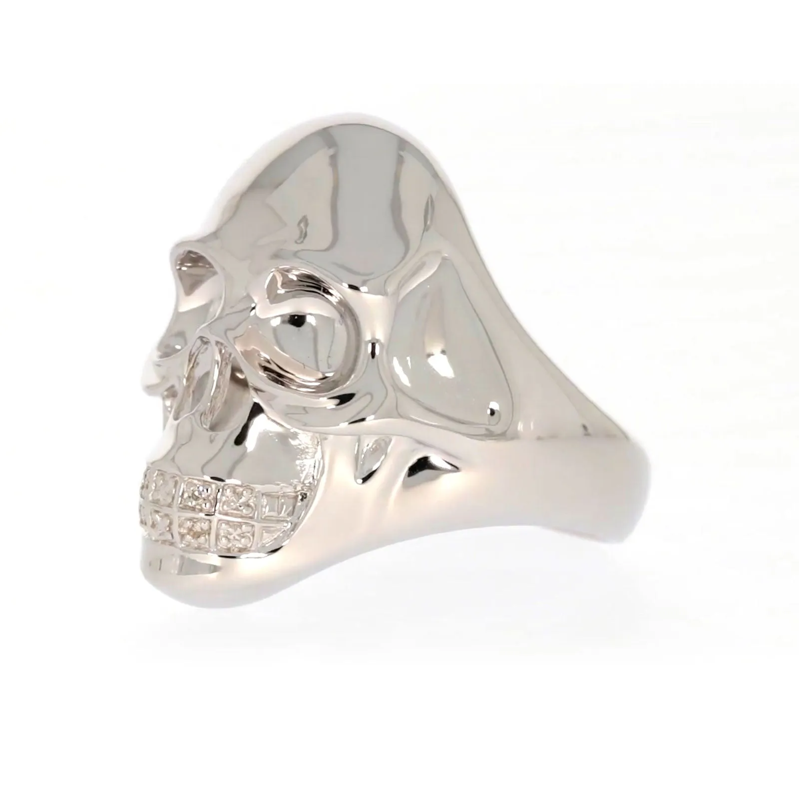 Sterling Silver Diamond Set Skull Mens Ring