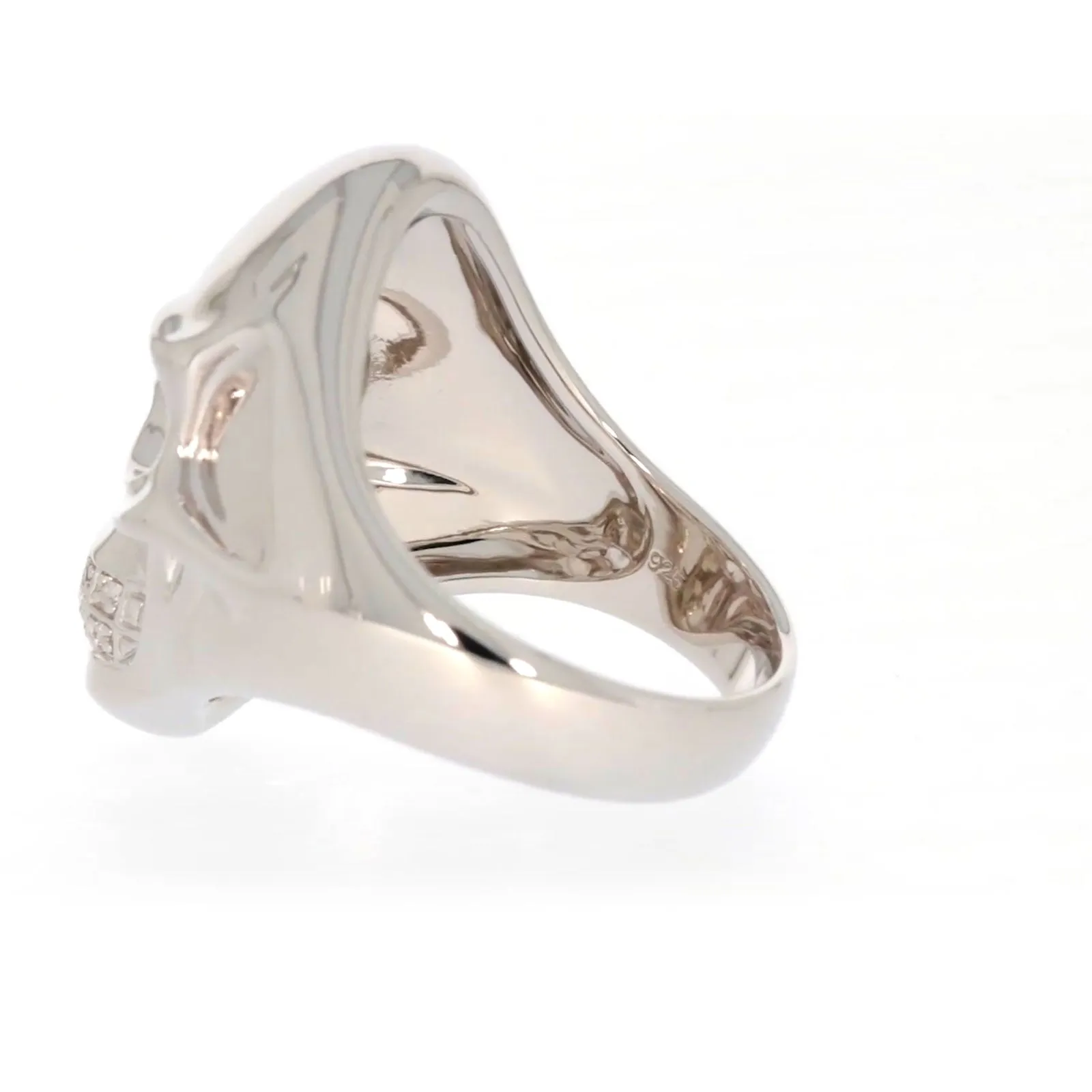 Sterling Silver Diamond Set Skull Mens Ring