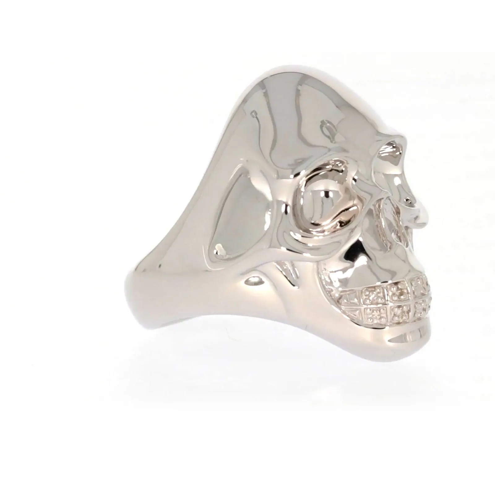 Sterling Silver Diamond Set Skull Mens Ring