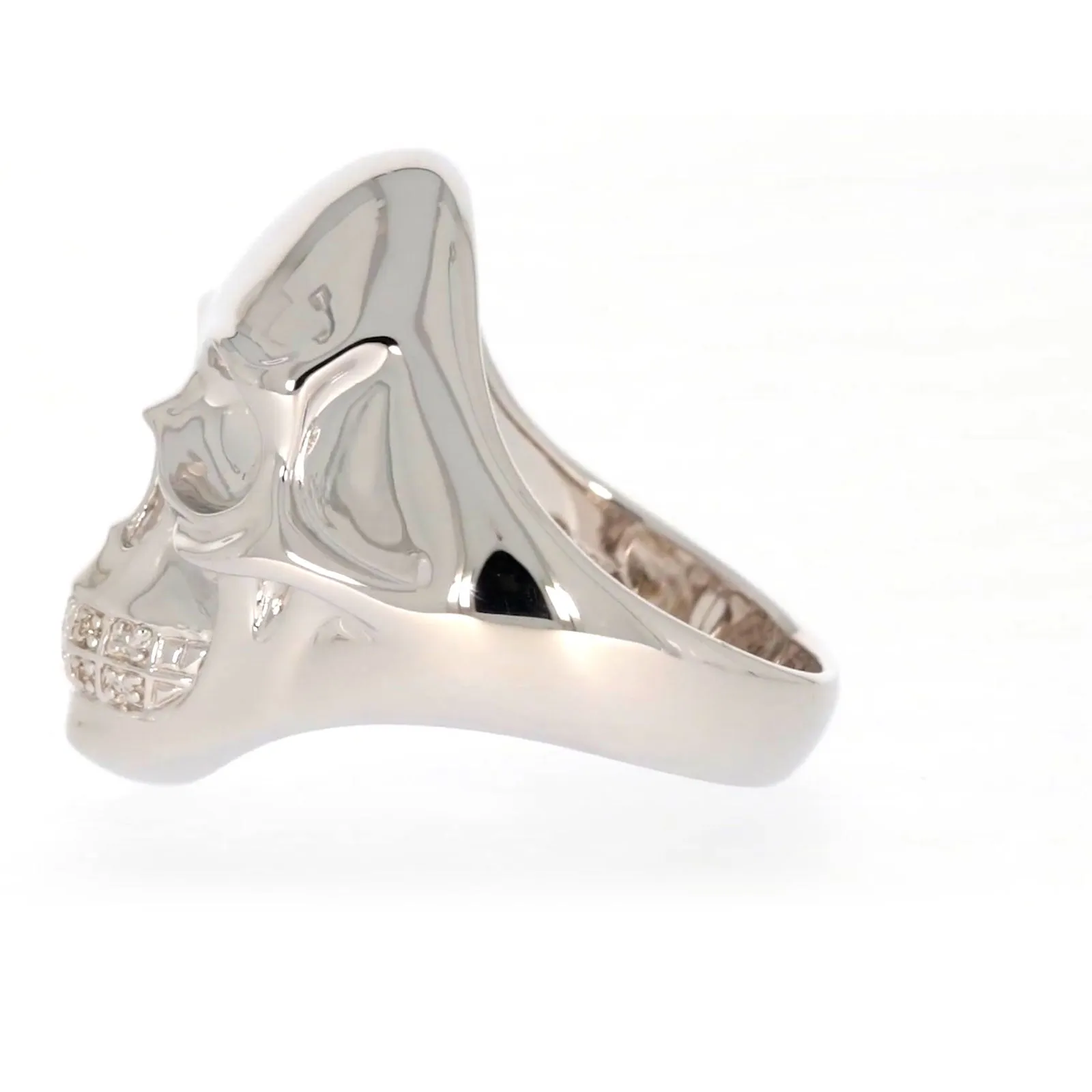 Sterling Silver Diamond Set Skull Mens Ring