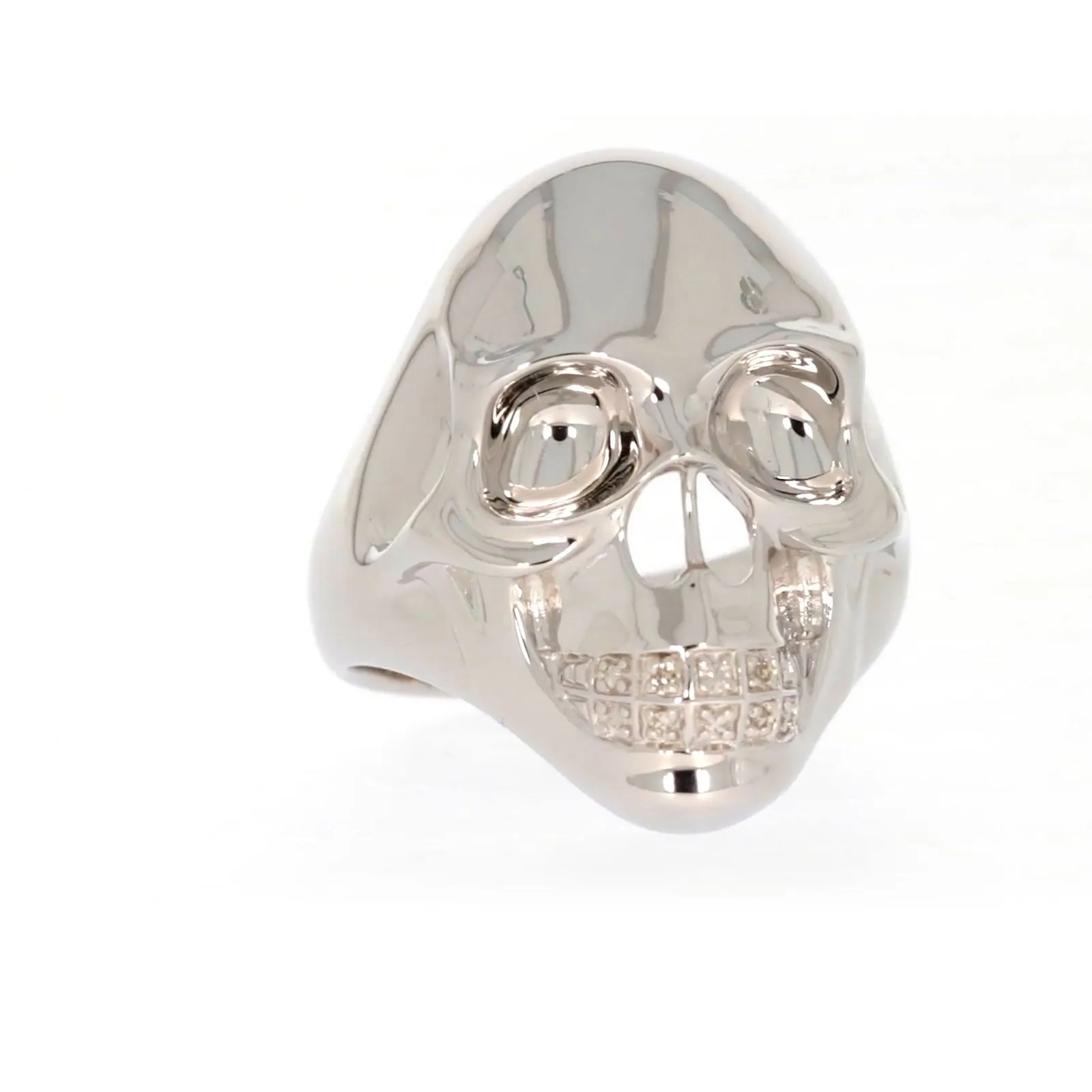 Sterling Silver Diamond Set Skull Mens Ring