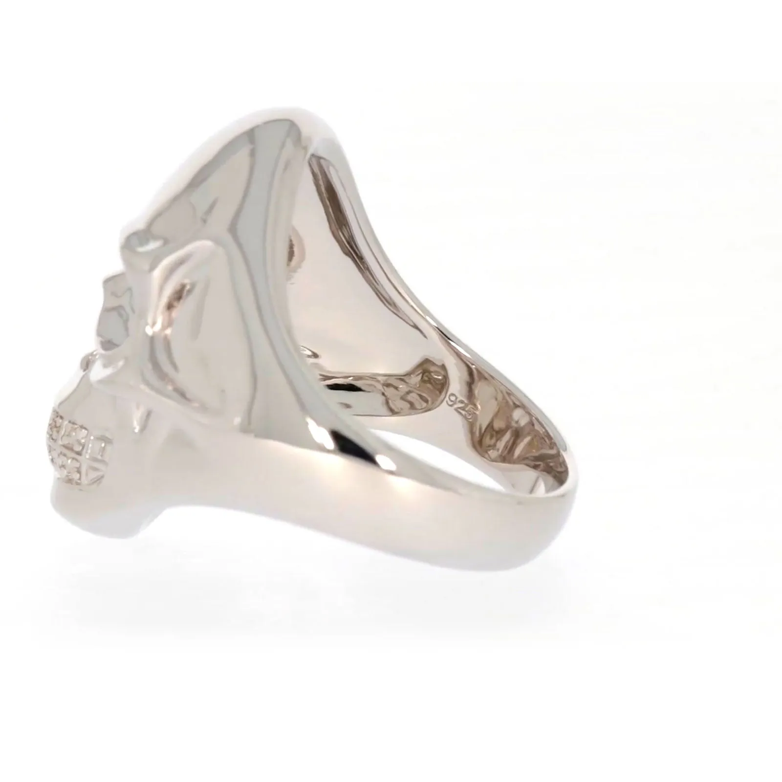 Sterling Silver Diamond Set Skull Mens Ring