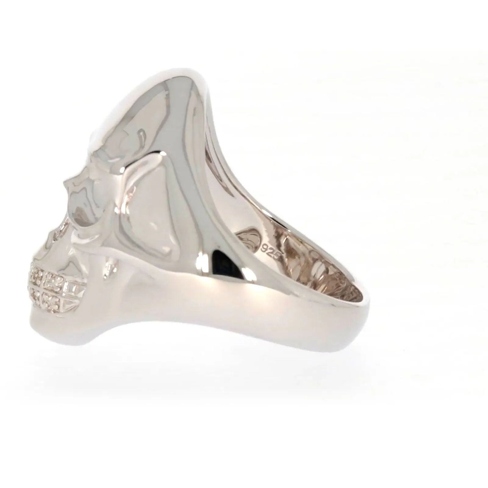 Sterling Silver Diamond Set Skull Mens Ring