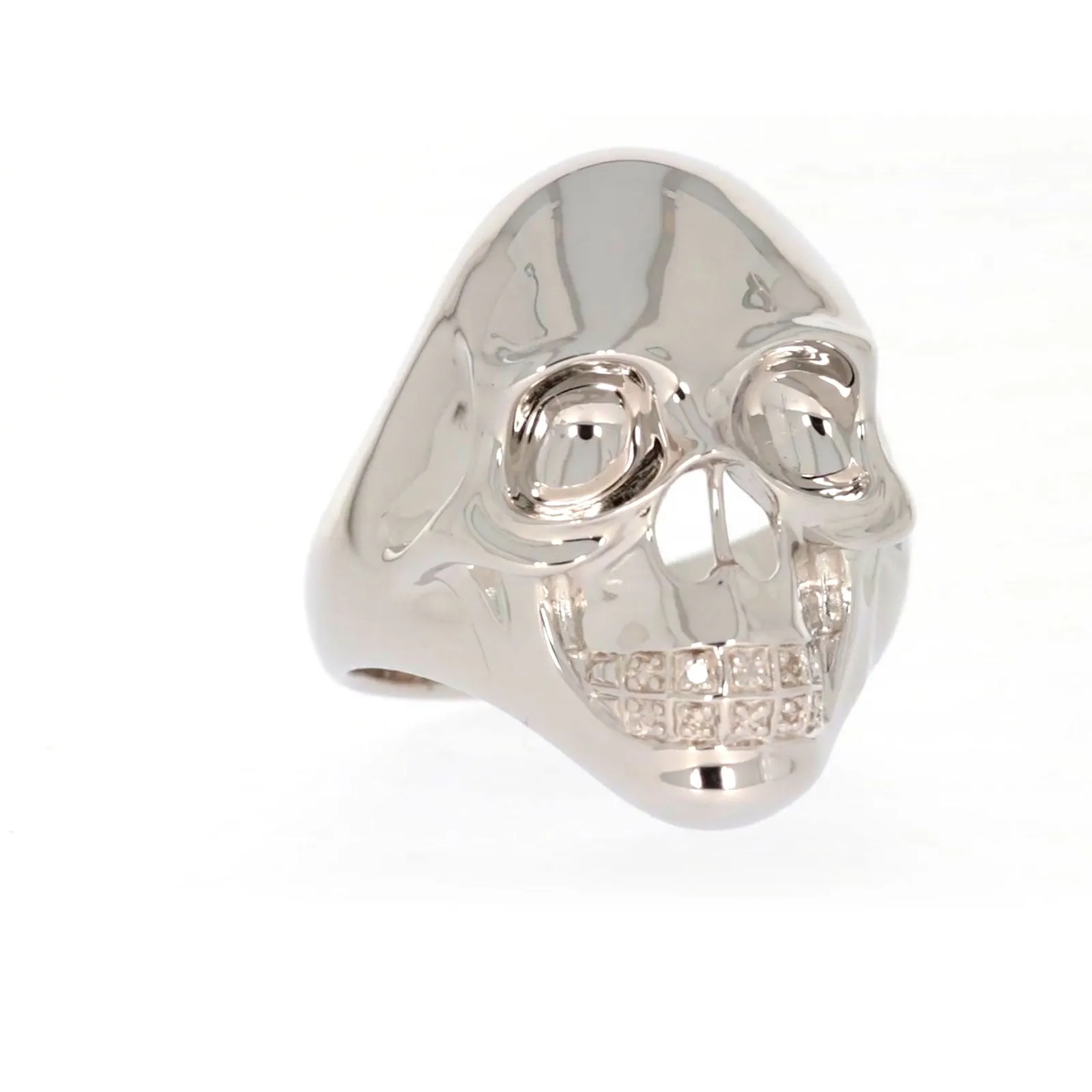 Sterling Silver Diamond Set Skull Mens Ring