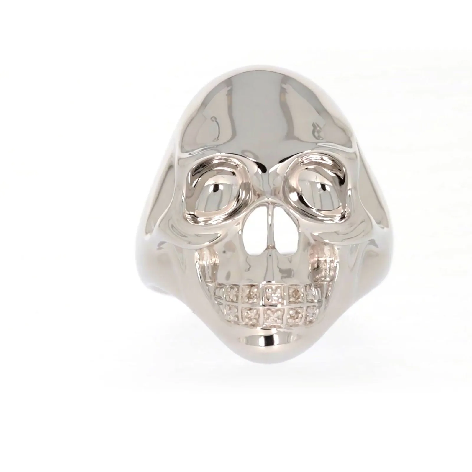 Sterling Silver Diamond Set Skull Mens Ring