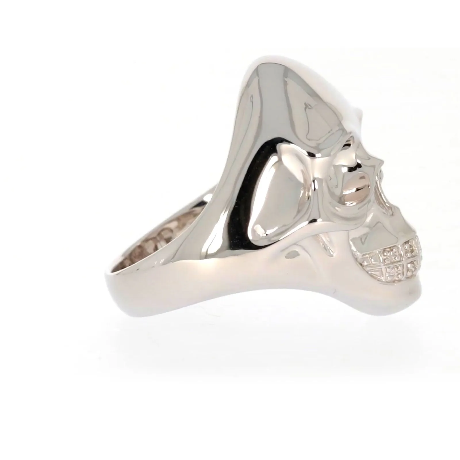 Sterling Silver Diamond Set Skull Mens Ring