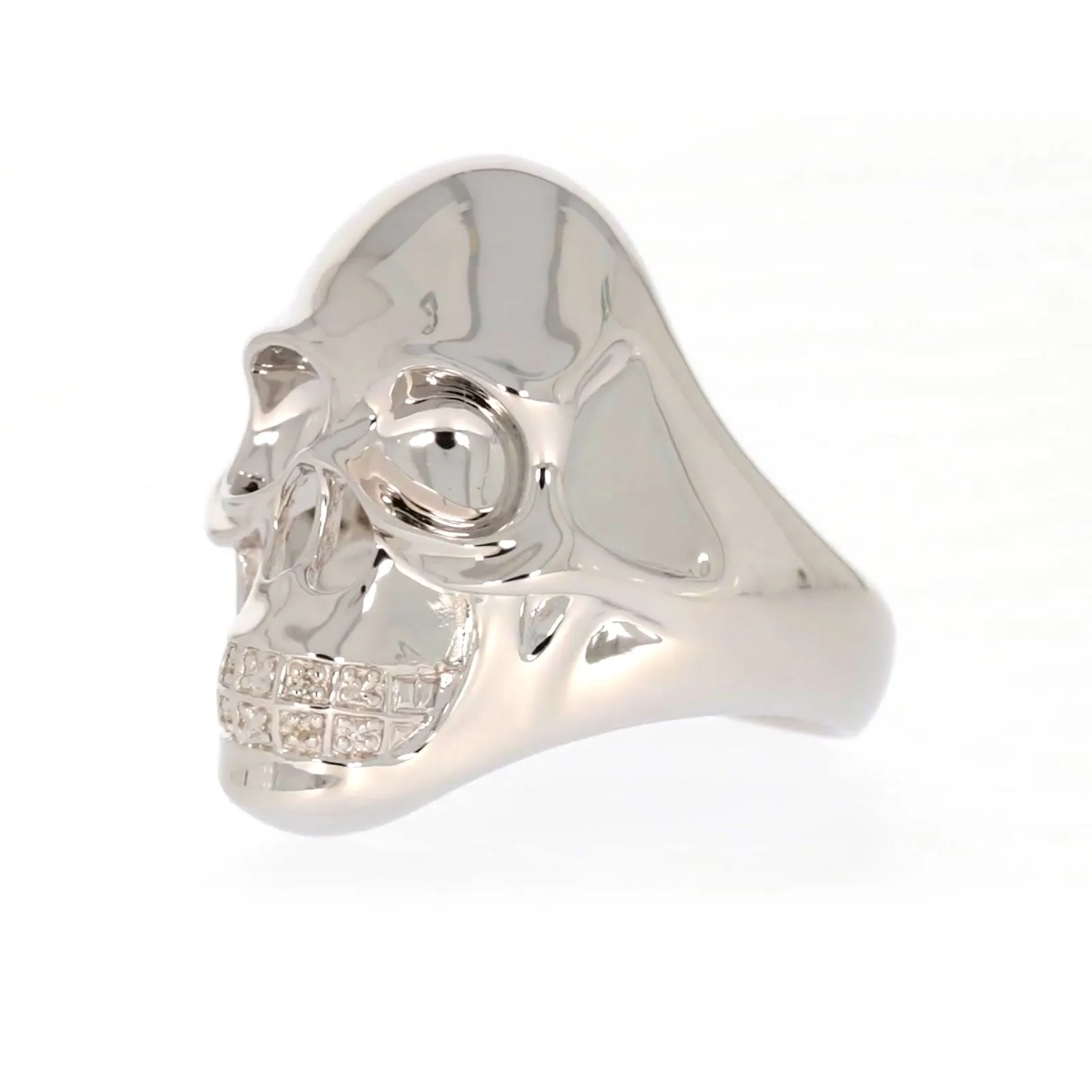 Sterling Silver Diamond Set Skull Mens Ring