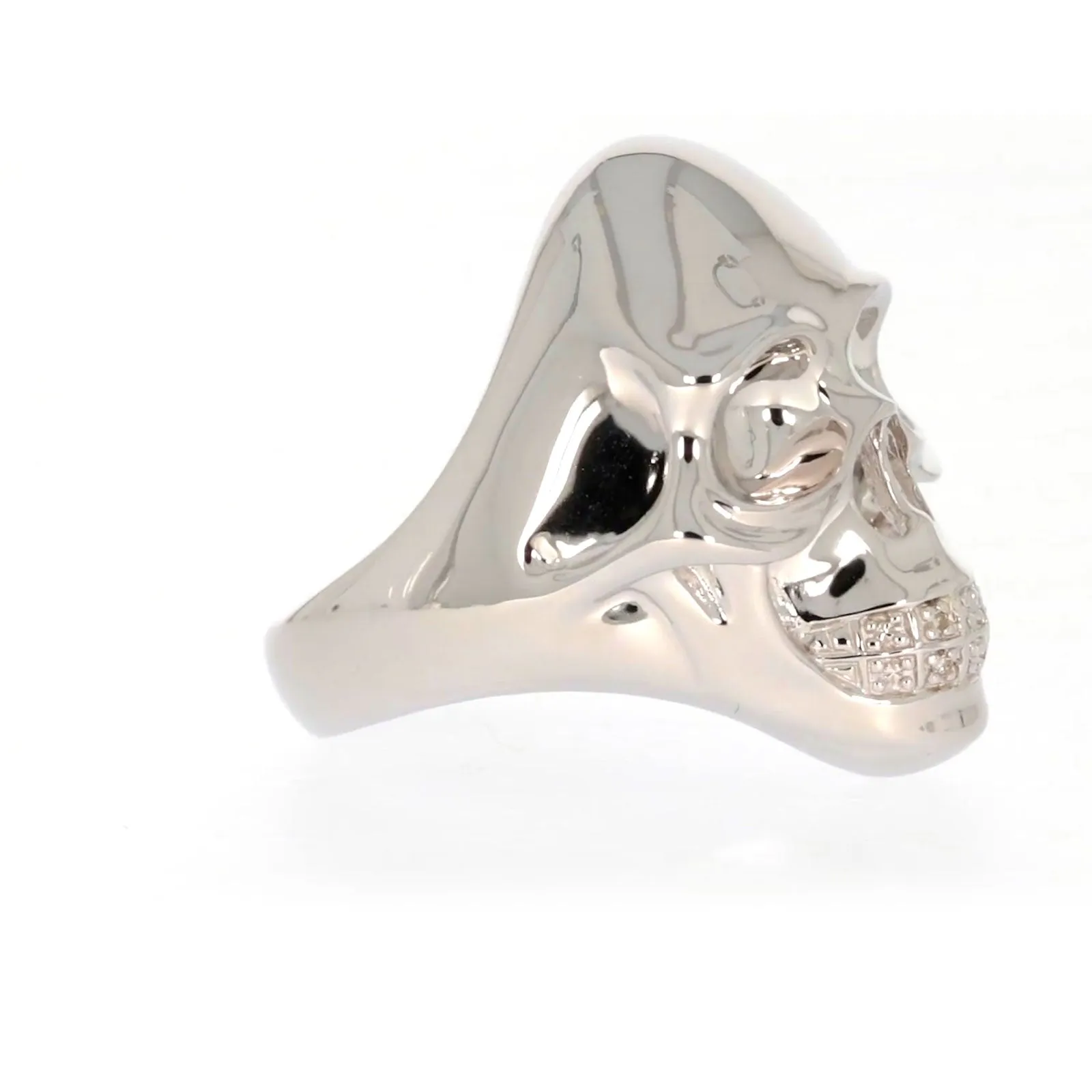 Sterling Silver Diamond Set Skull Mens Ring