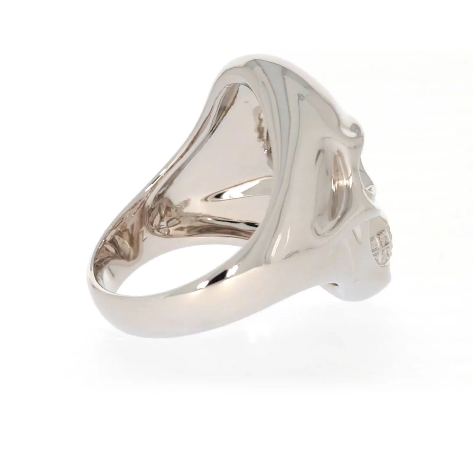 Sterling Silver Diamond Set Skull Mens Ring