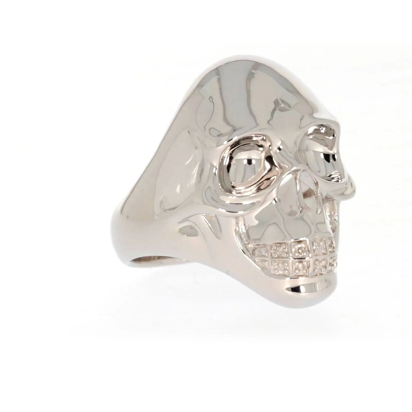 Sterling Silver Diamond Set Skull Mens Ring