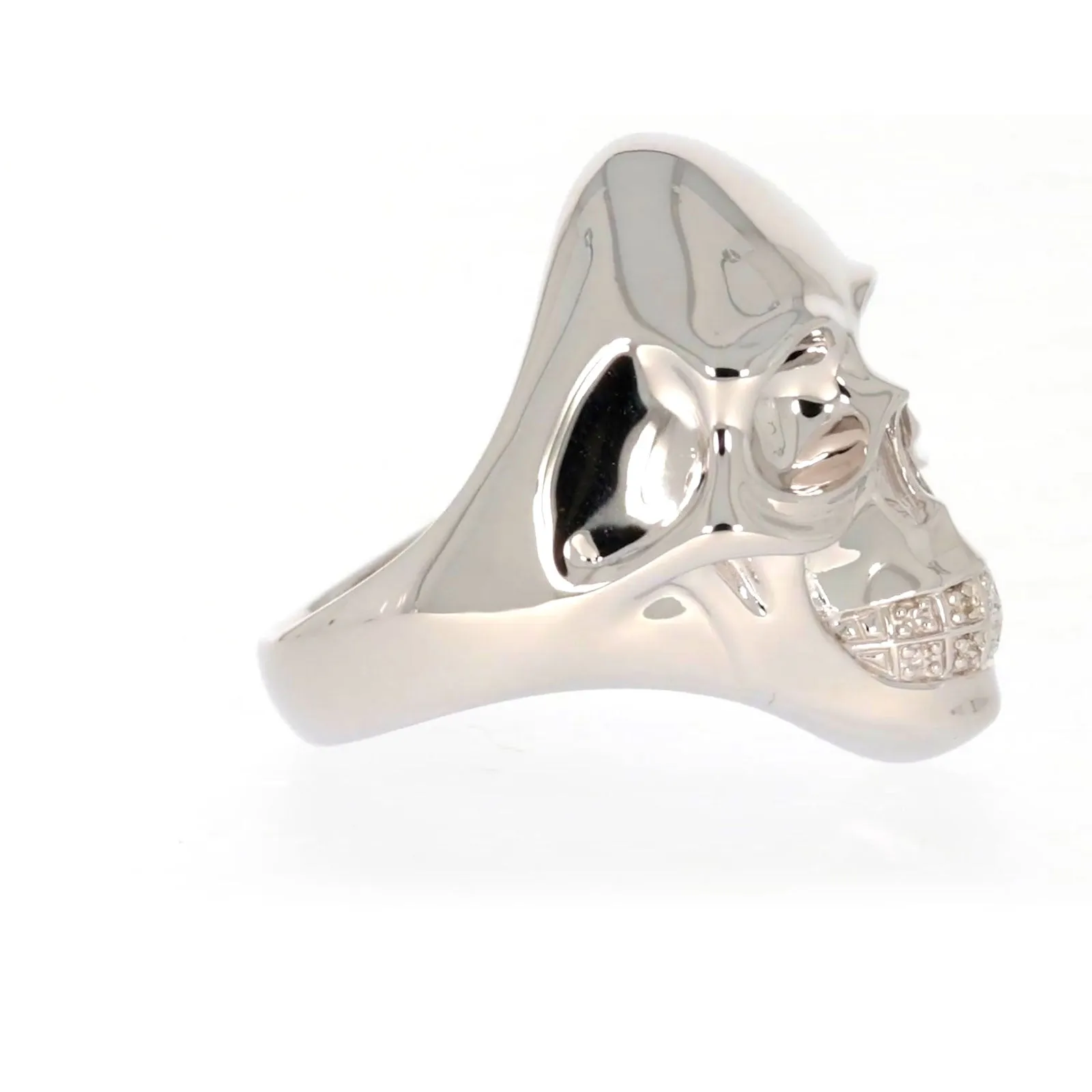 Sterling Silver Diamond Set Skull Mens Ring