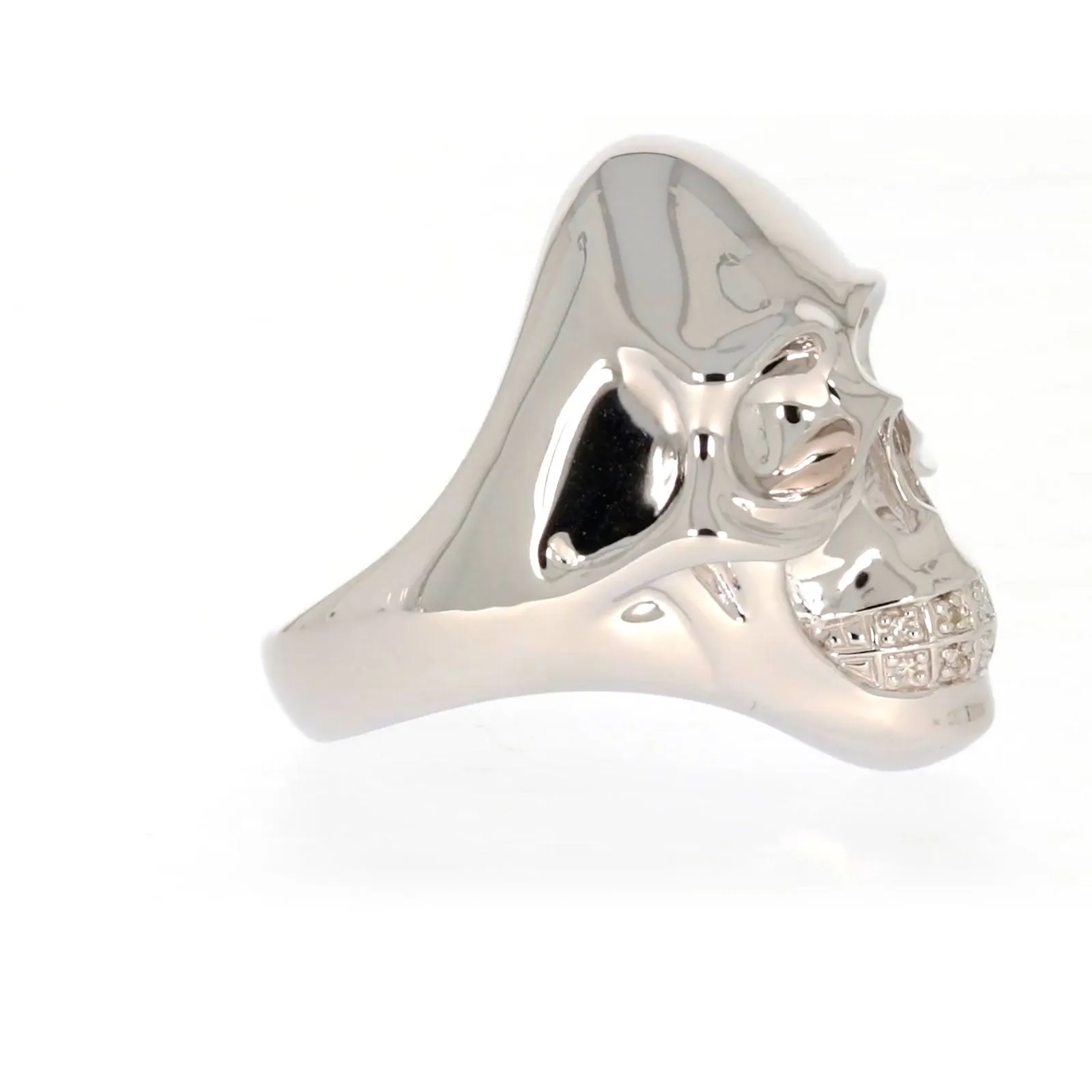 Sterling Silver Diamond Set Skull Mens Ring