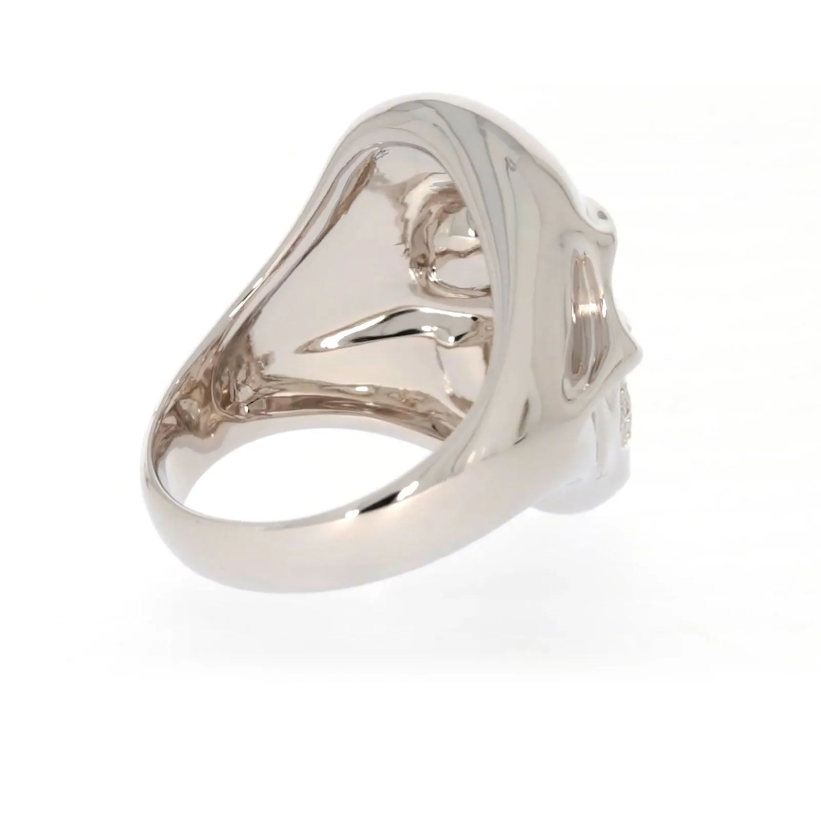 Sterling Silver Diamond Set Skull Mens Ring