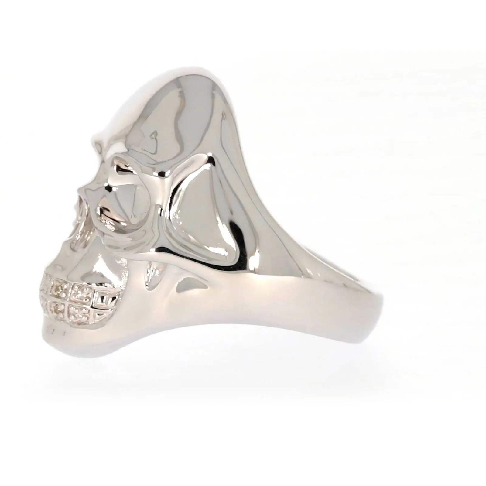 Sterling Silver Diamond Set Skull Mens Ring