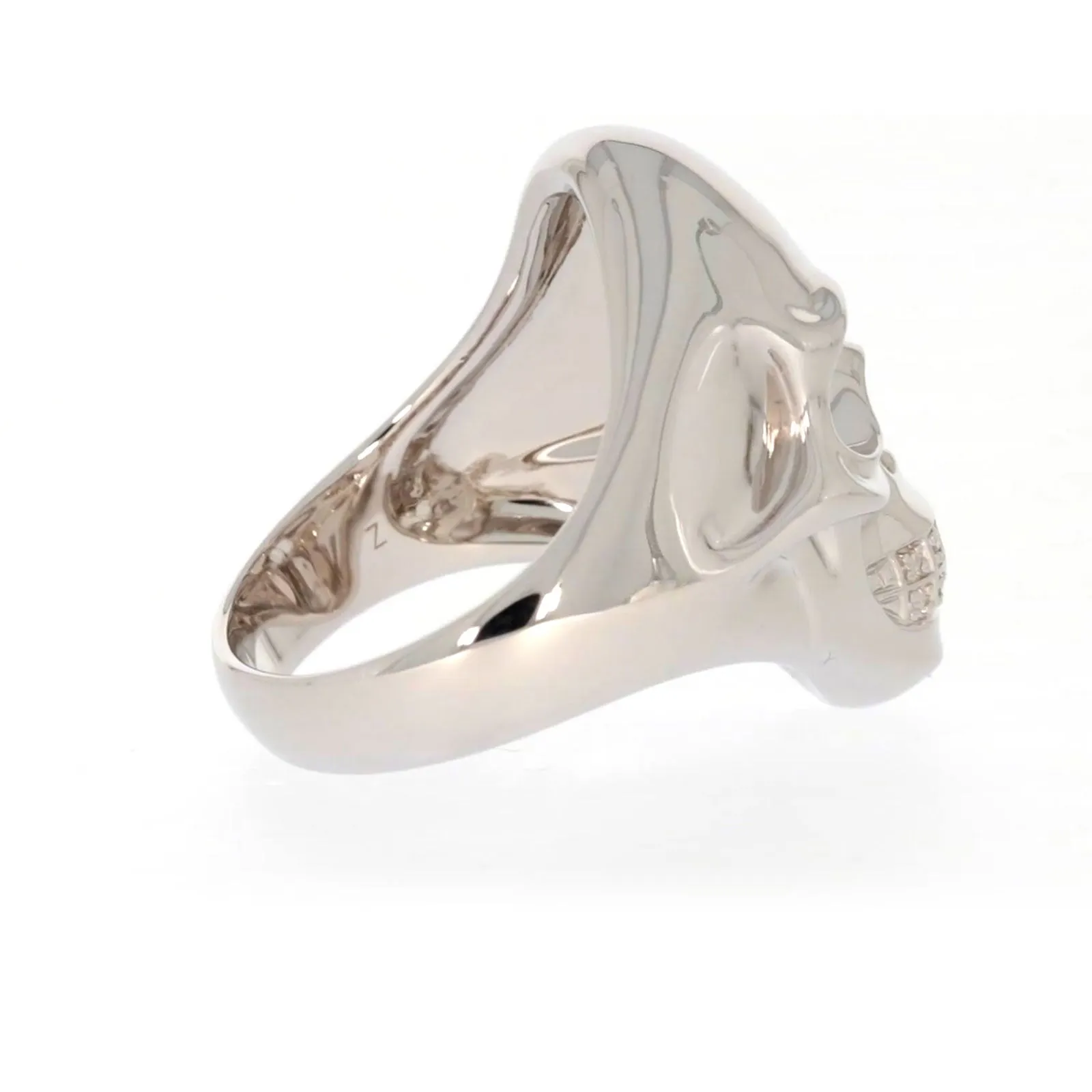 Sterling Silver Diamond Set Skull Mens Ring