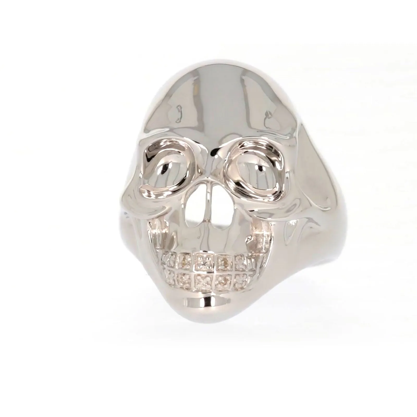 Sterling Silver Diamond Set Skull Mens Ring