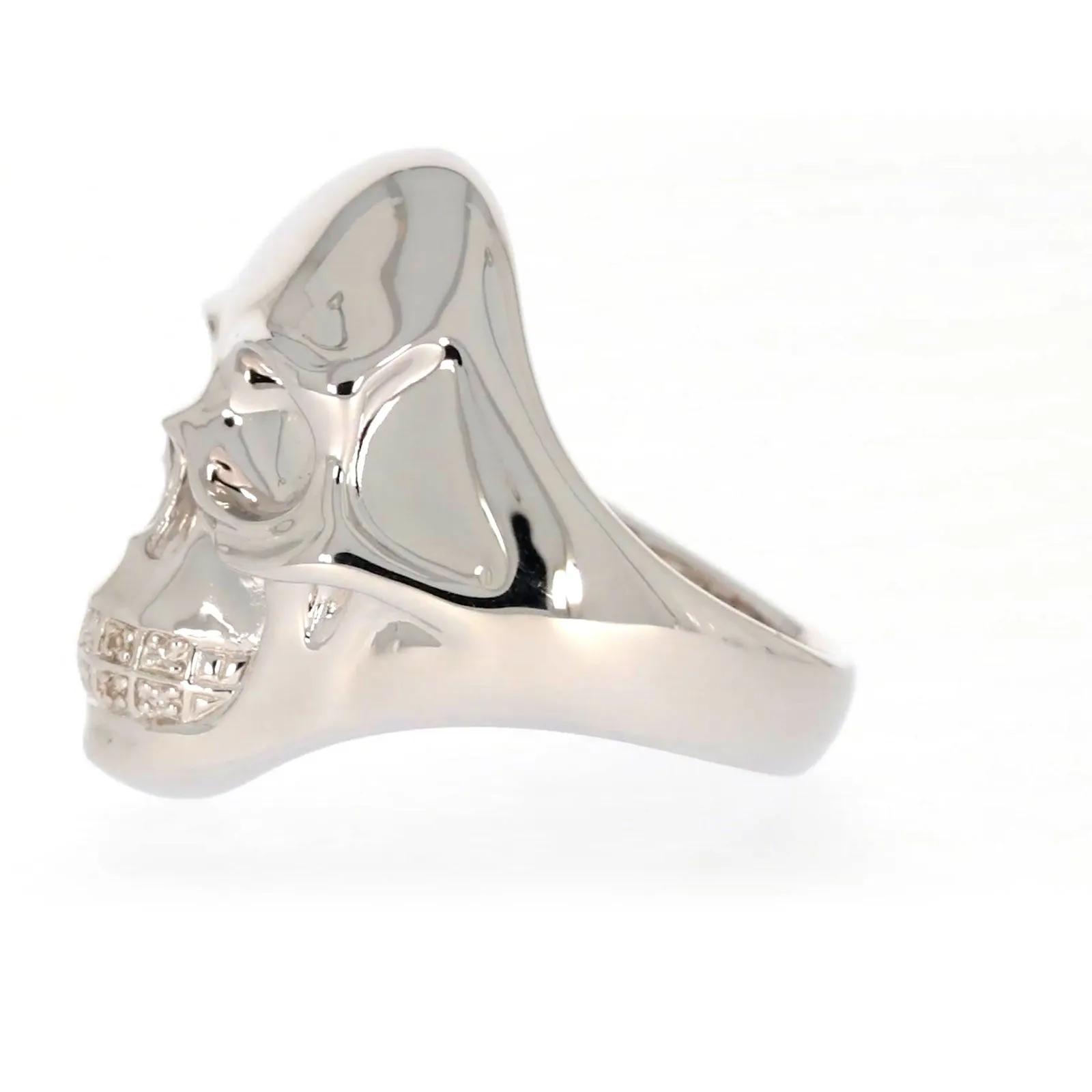 Sterling Silver Diamond Set Skull Mens Ring