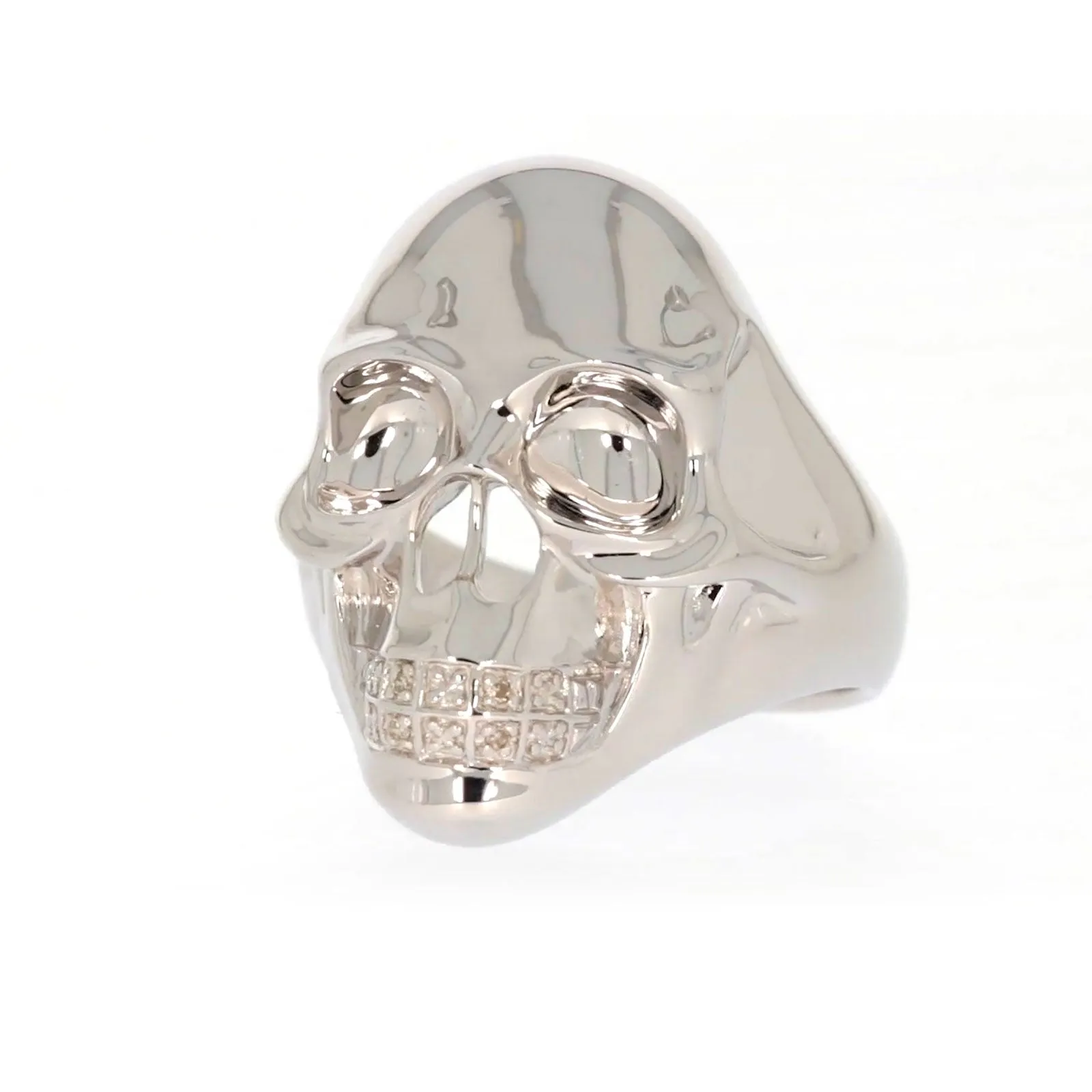 Sterling Silver Diamond Set Skull Mens Ring