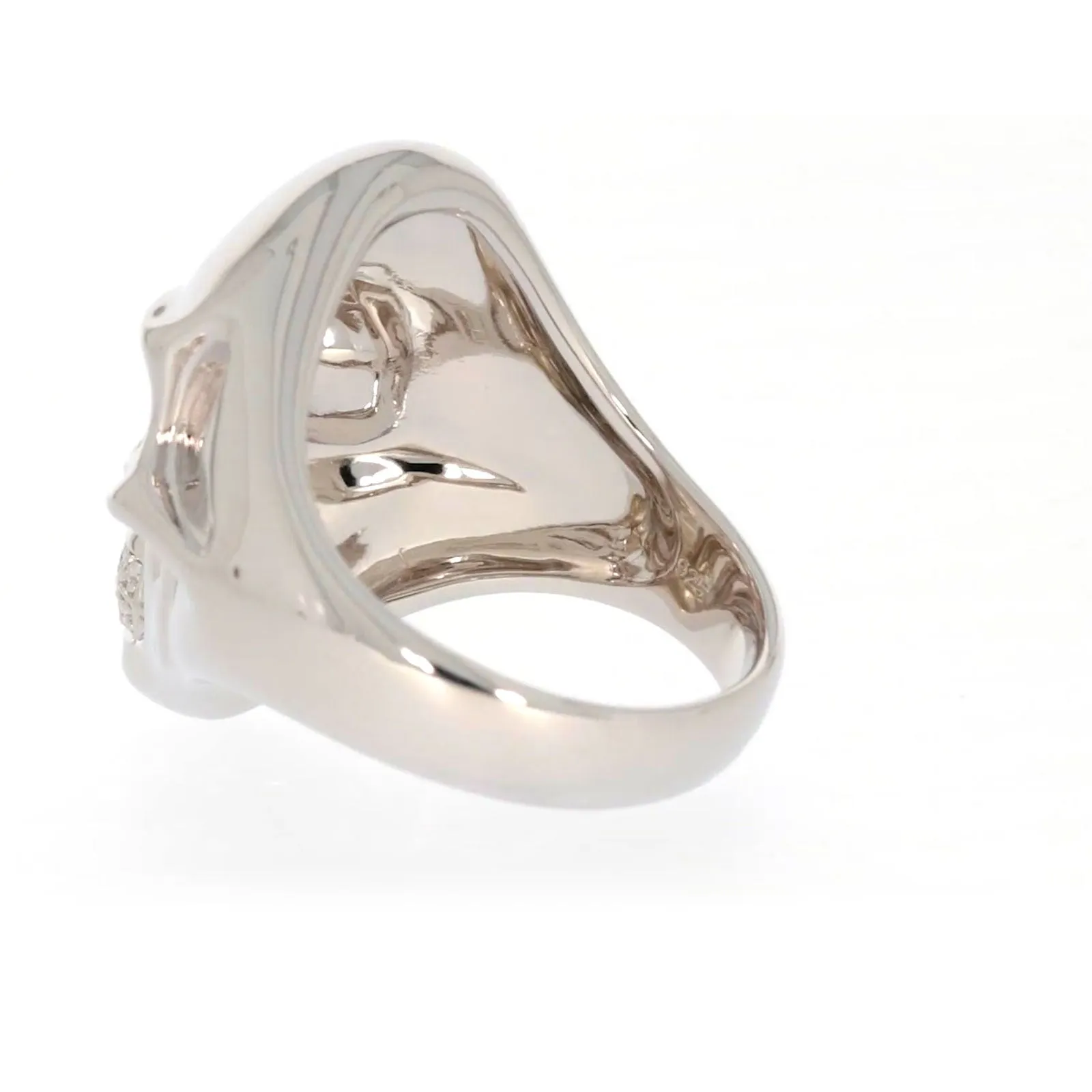 Sterling Silver Diamond Set Skull Mens Ring