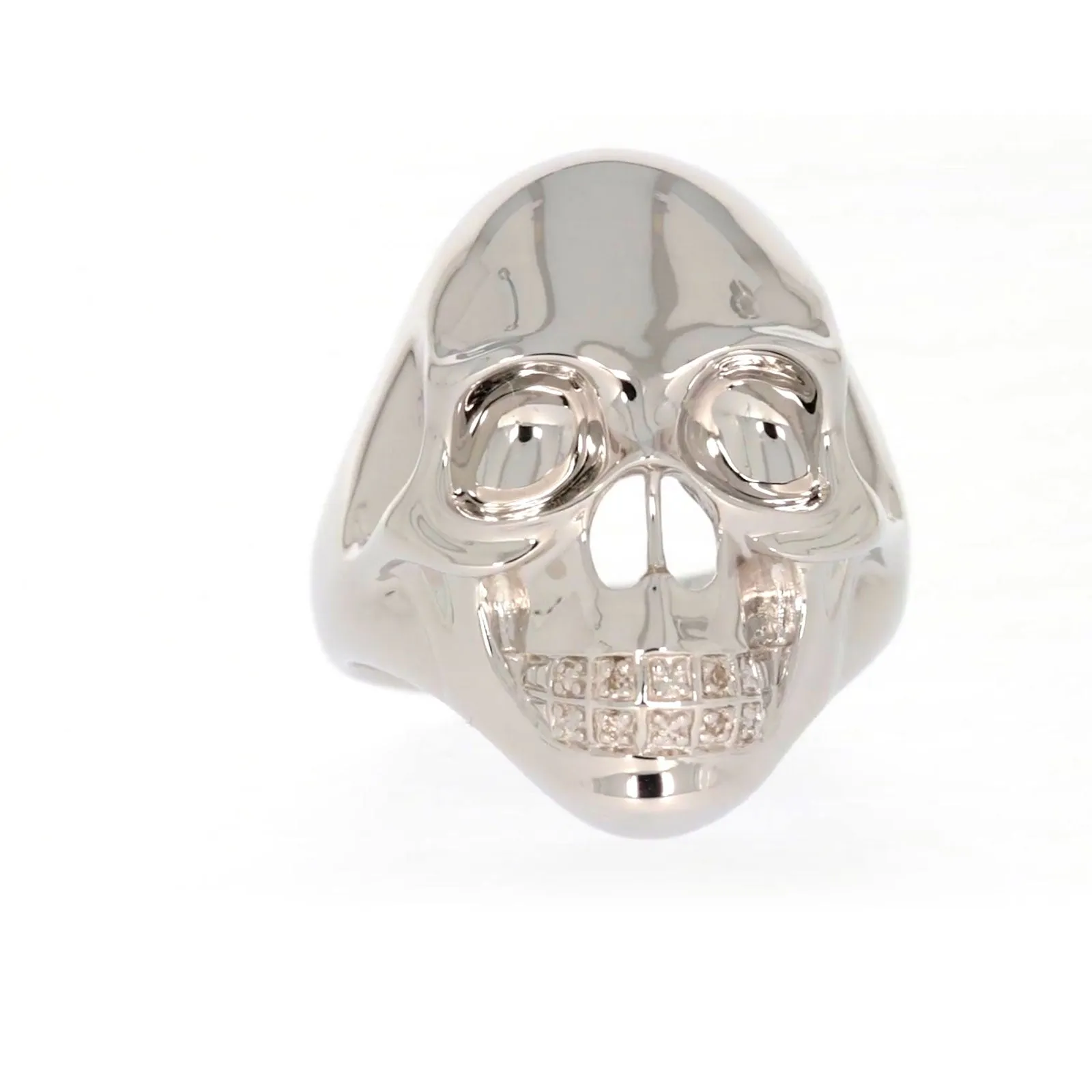 Sterling Silver Diamond Set Skull Mens Ring