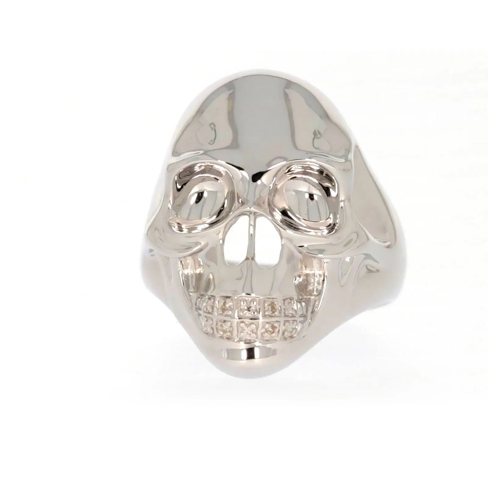 Sterling Silver Diamond Set Skull Mens Ring