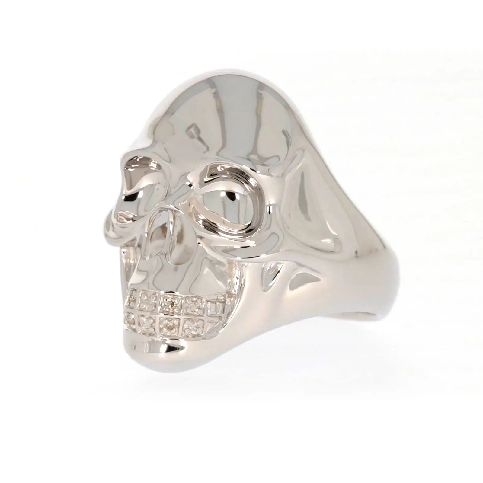 Sterling Silver Diamond Set Skull Mens Ring