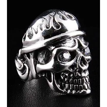 Sterling Silver Military Skull Army Ring