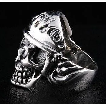 Sterling Silver Military Skull Army Ring