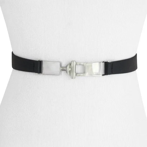 Steve Madden- Black Slim Stretch Women's Belt