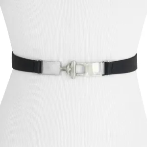 Steve Madden- Black Slim Stretch Women's Belt