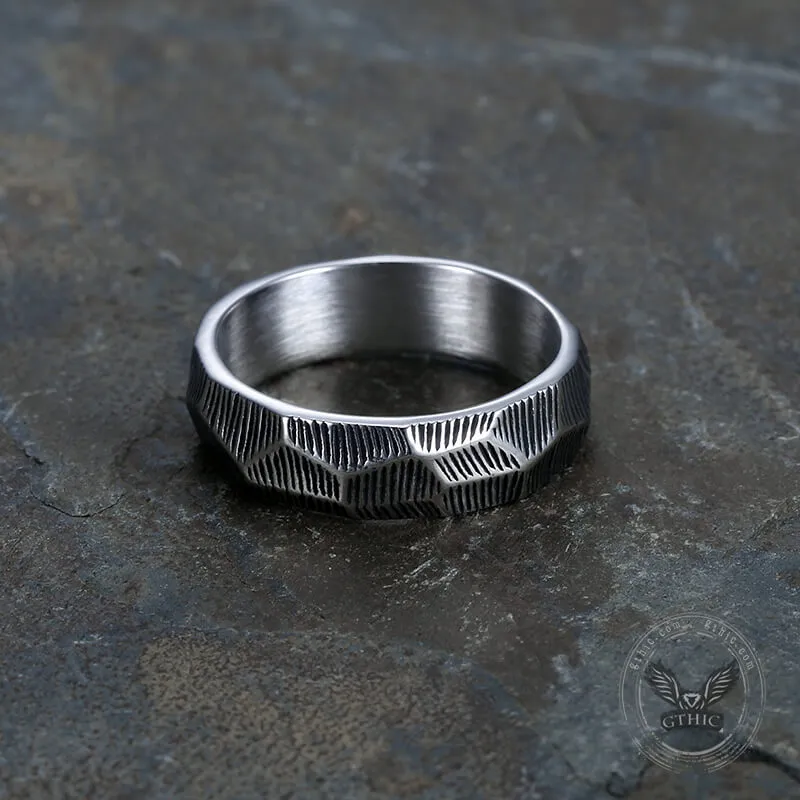 Striped Pattern Stainless Steel Ring