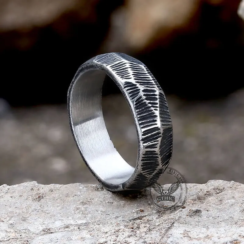 Striped Pattern Stainless Steel Ring