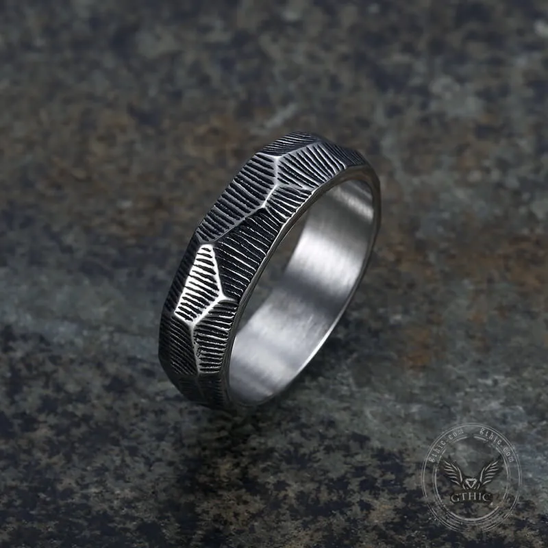 Striped Pattern Stainless Steel Ring