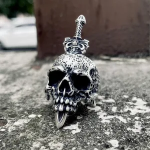 Sword Piercing Skull Sterling Silver Ring