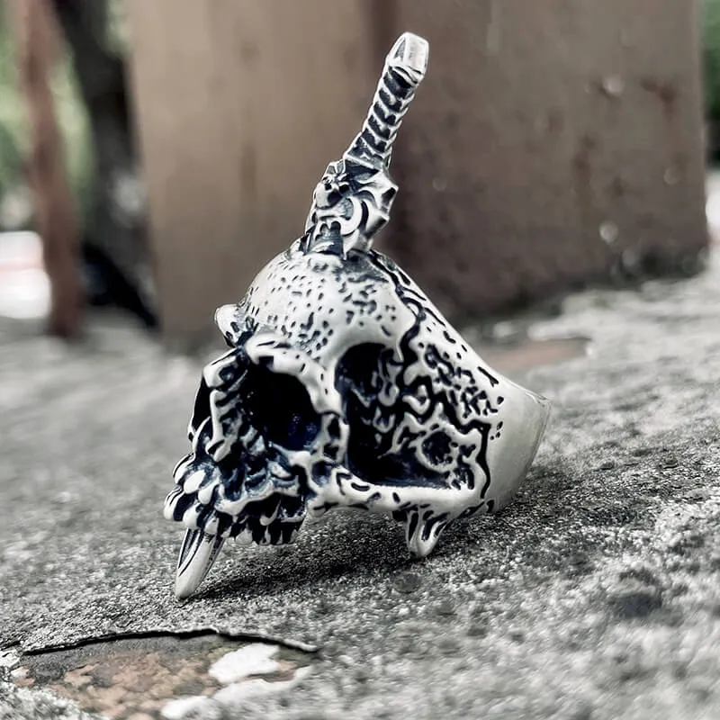 Sword Piercing Skull Sterling Silver Ring