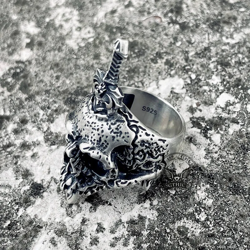 Sword Piercing Skull Sterling Silver Ring