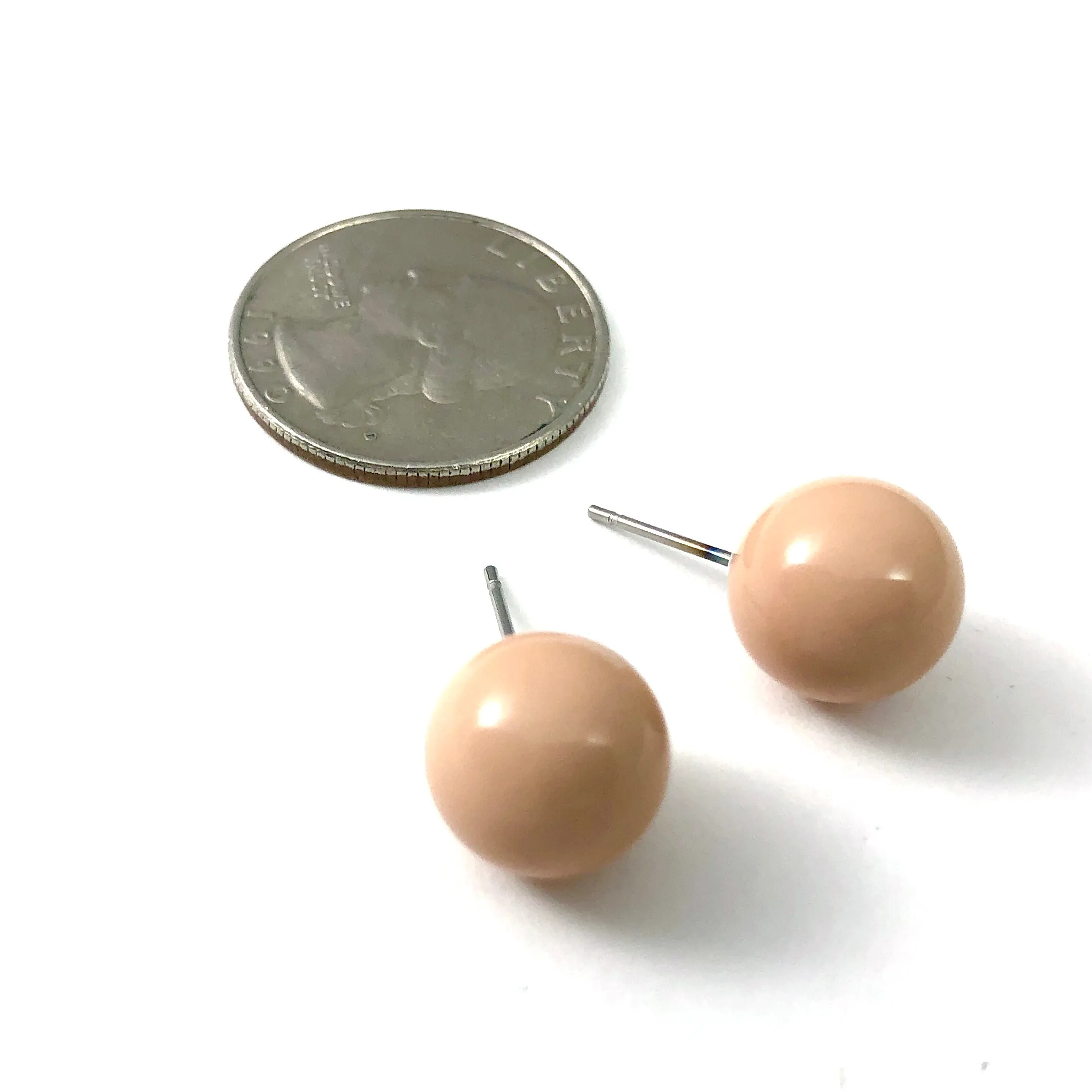 Taupe Ball Stud Earrings