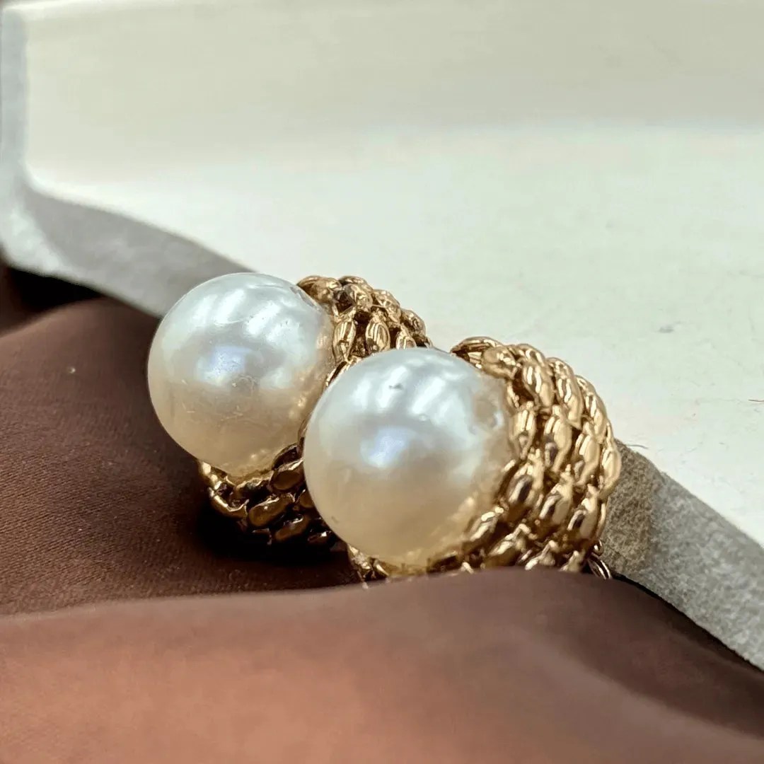 TFC Pop Pearl Gold Plated Stud Earrings