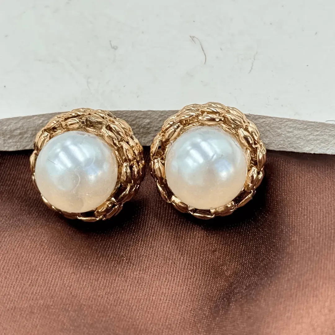 TFC Pop Pearl Gold Plated Stud Earrings