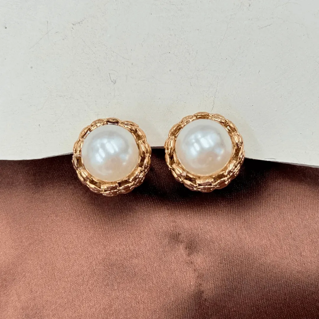 TFC Pop Pearl Gold Plated Stud Earrings